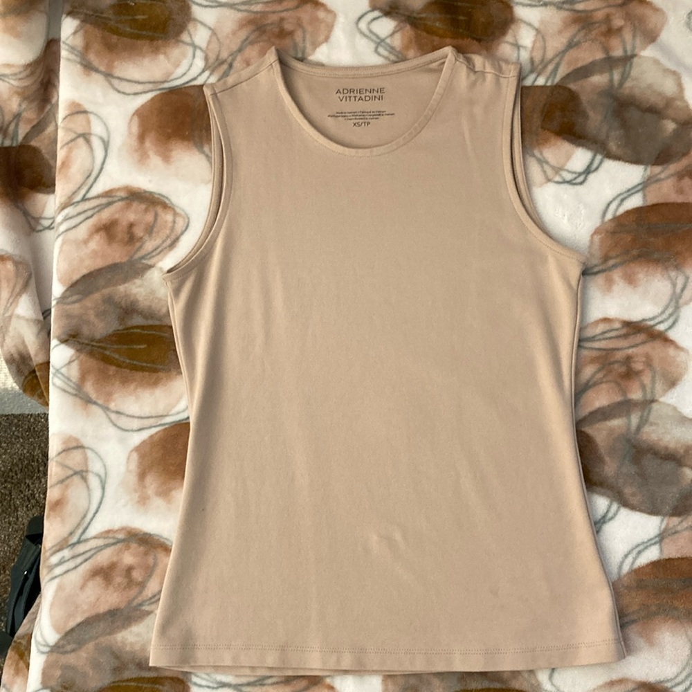 Adrienne Vittadini Tan Fitted Tank Top